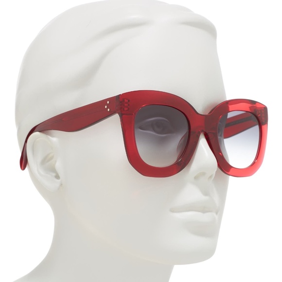 CELINE Marta Butterfly S005 Acetate Sunglasses in Transparent Red CL40005F NWOT - Picture 2 of 2